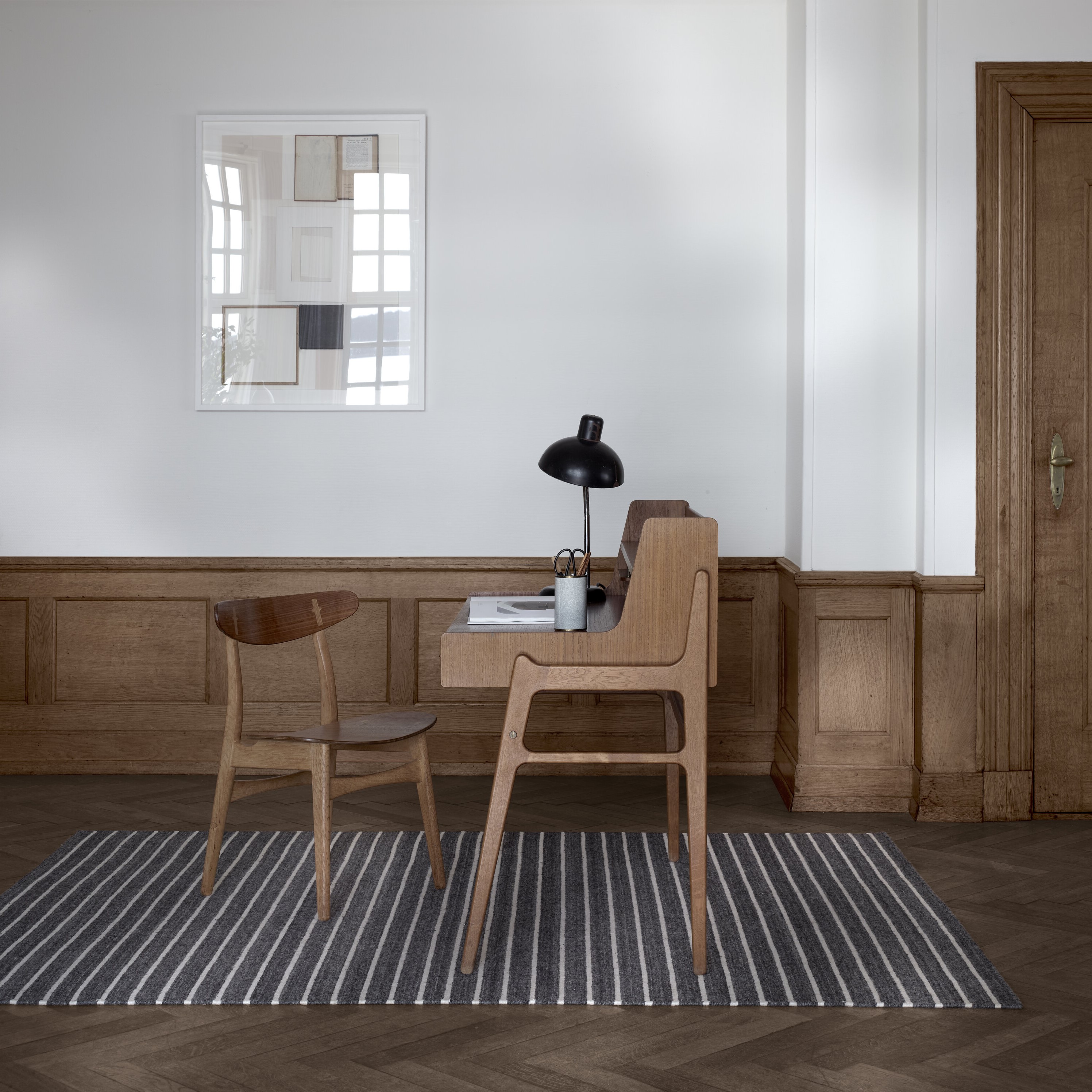 Nouveau Stripes Chp1611 Modern Rug In Dark Grey White